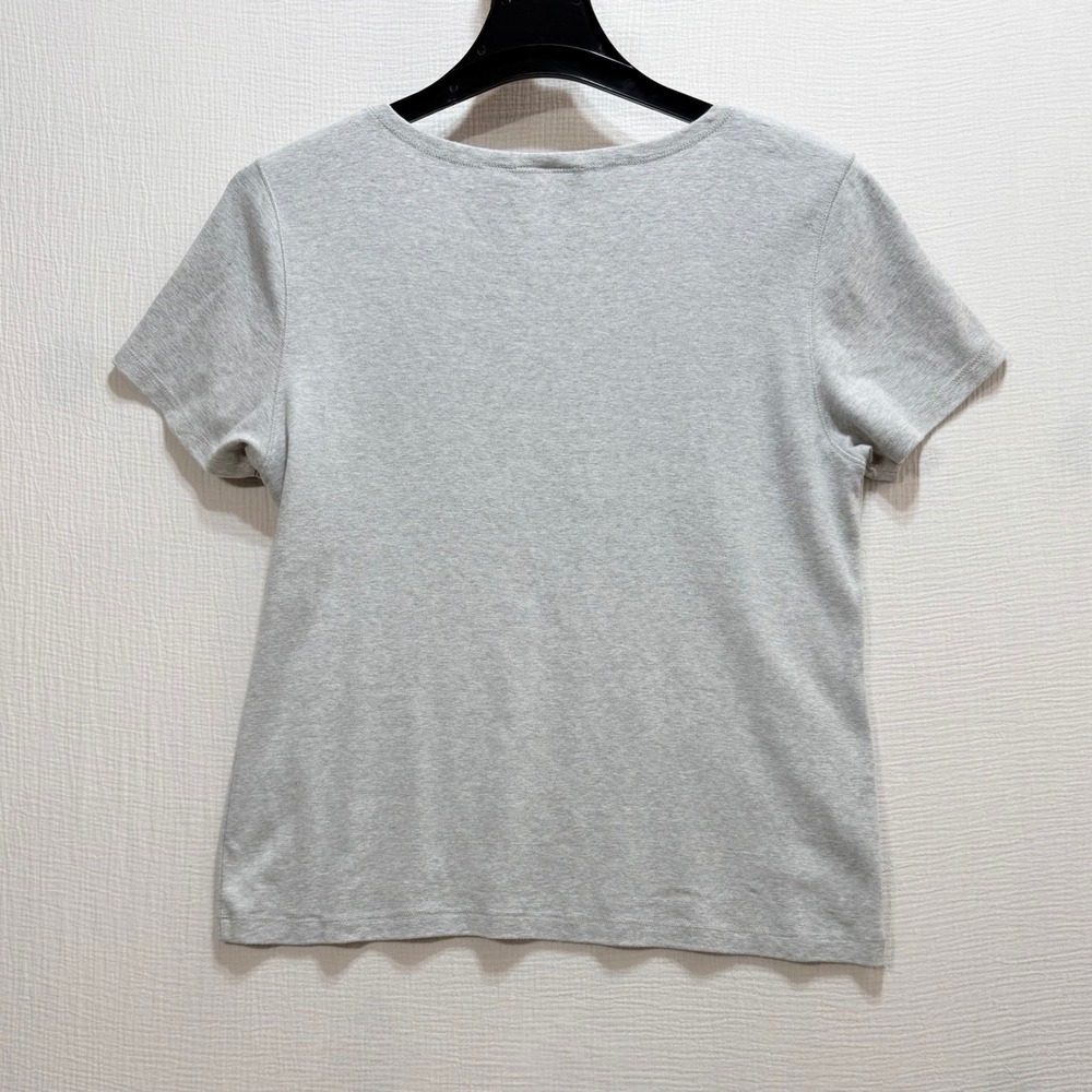 Liz Claiborne Lizwear T-Shirt Womens XL Grey Bow Scoop Neck Loungewear - Picture 2 of 7